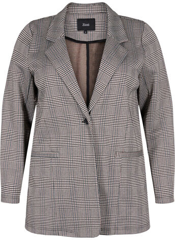 Rutete blazer med knappelukking