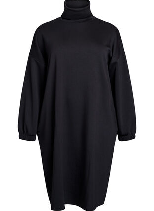 Zizzi Turtleneck kjole i A-linjefasong, Svart, Packshot image number 0