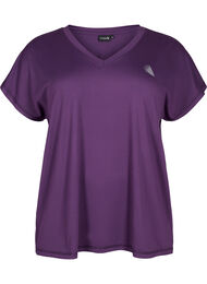 Løstsittende trenings-t-skjorte med v-hals, Purple Pennant