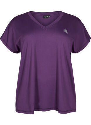 Løstsittende trenings-t-skjorte med v-hals, Purple Pennant, Packshot image number 0