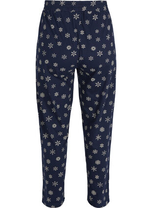 Løse pysjamasbukser i økologisk bomull, Night Sky Snow, Packshot image number 1