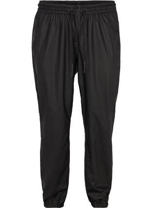 Zizzi Regnsbukser med strikk og knyting, Black, Packshot image number 0