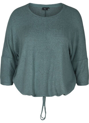 Melert bluse med justerbar bunn, Balsam Green Mel , Packshot image number 0
