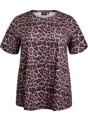 Zizzi FLASH - T-skjorte med leopardmønster, Brun, Packshot image number 0