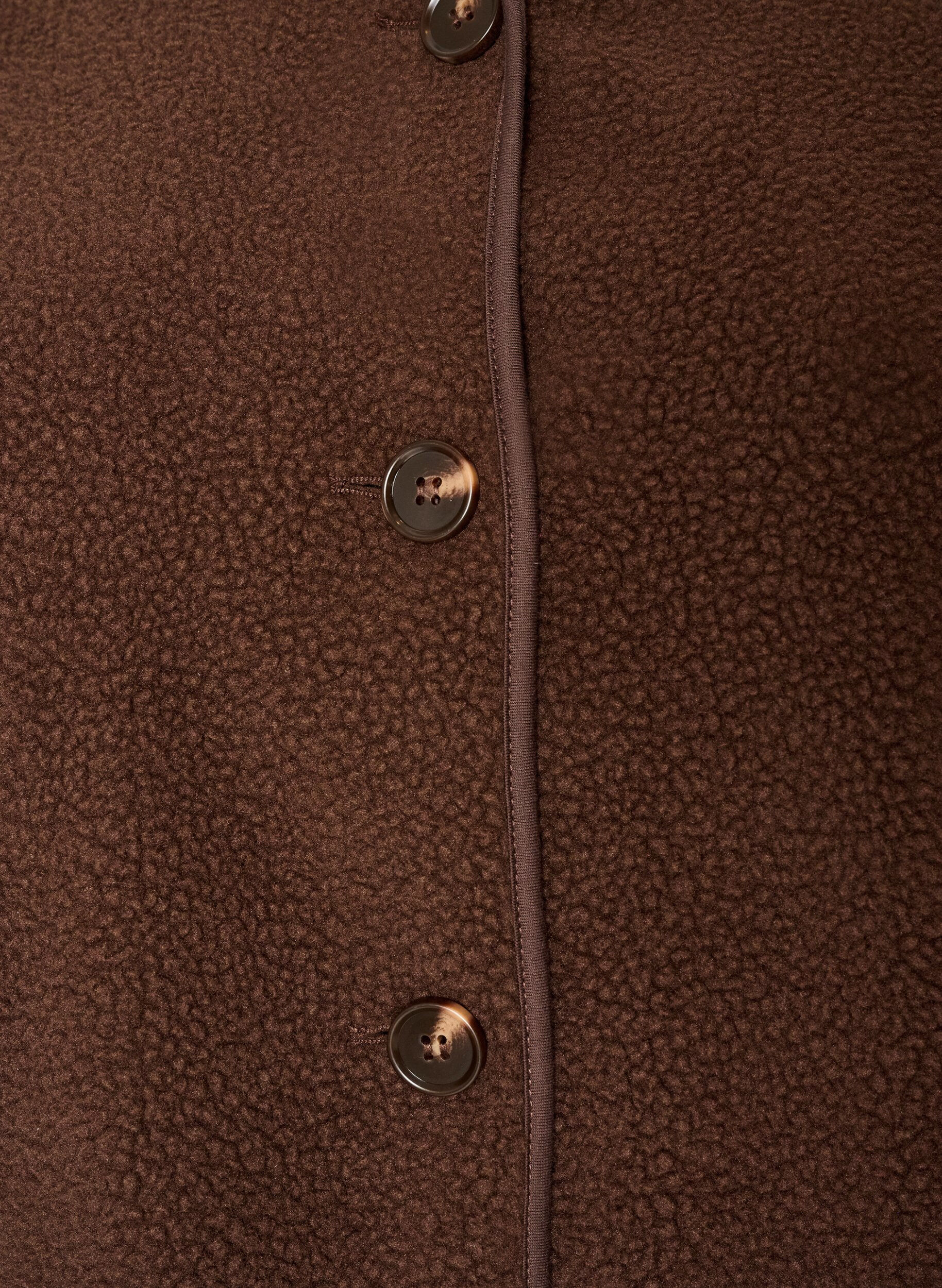 ZizziTeddyjakke med rund hals og knapper, Brun, Packshot image number 2