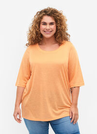 Bluse med 3/4-ermer, Mock Orange, Model