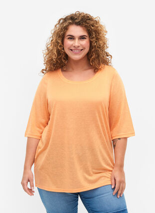 Bluse med 3/4-ermer, Mock Orange, Model image number 0