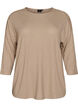 Jersey bluse med 3/4 ermer, Beige, Packshot image number 0