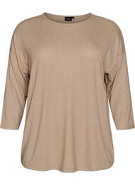 Jersey bluse med 3/4 ermer, Beige