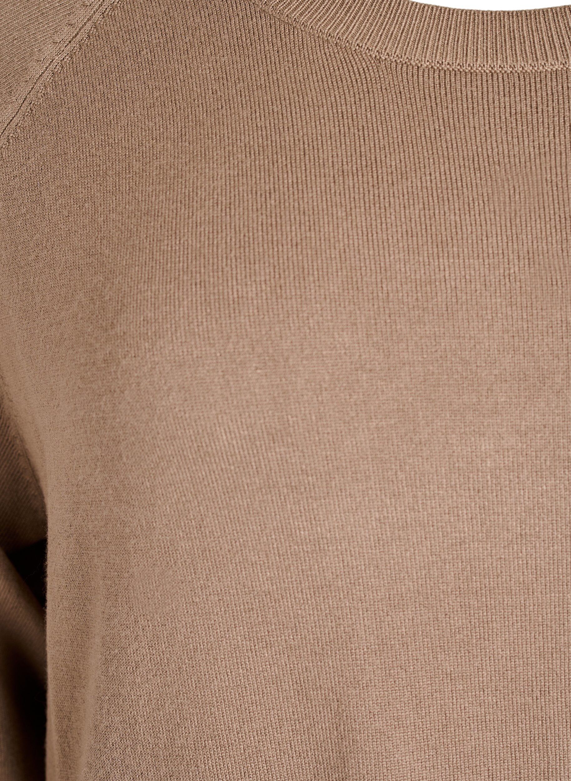 ZizziStrikkebluse med knapper i sidene, Beige, Packshot image number 2
