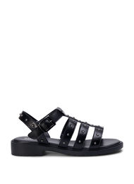 Sandal med bred passform og nagler, Black, Packshot