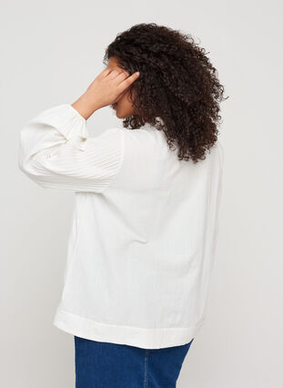 Langermet bluse i bomull, Bright White, Model image number 1
