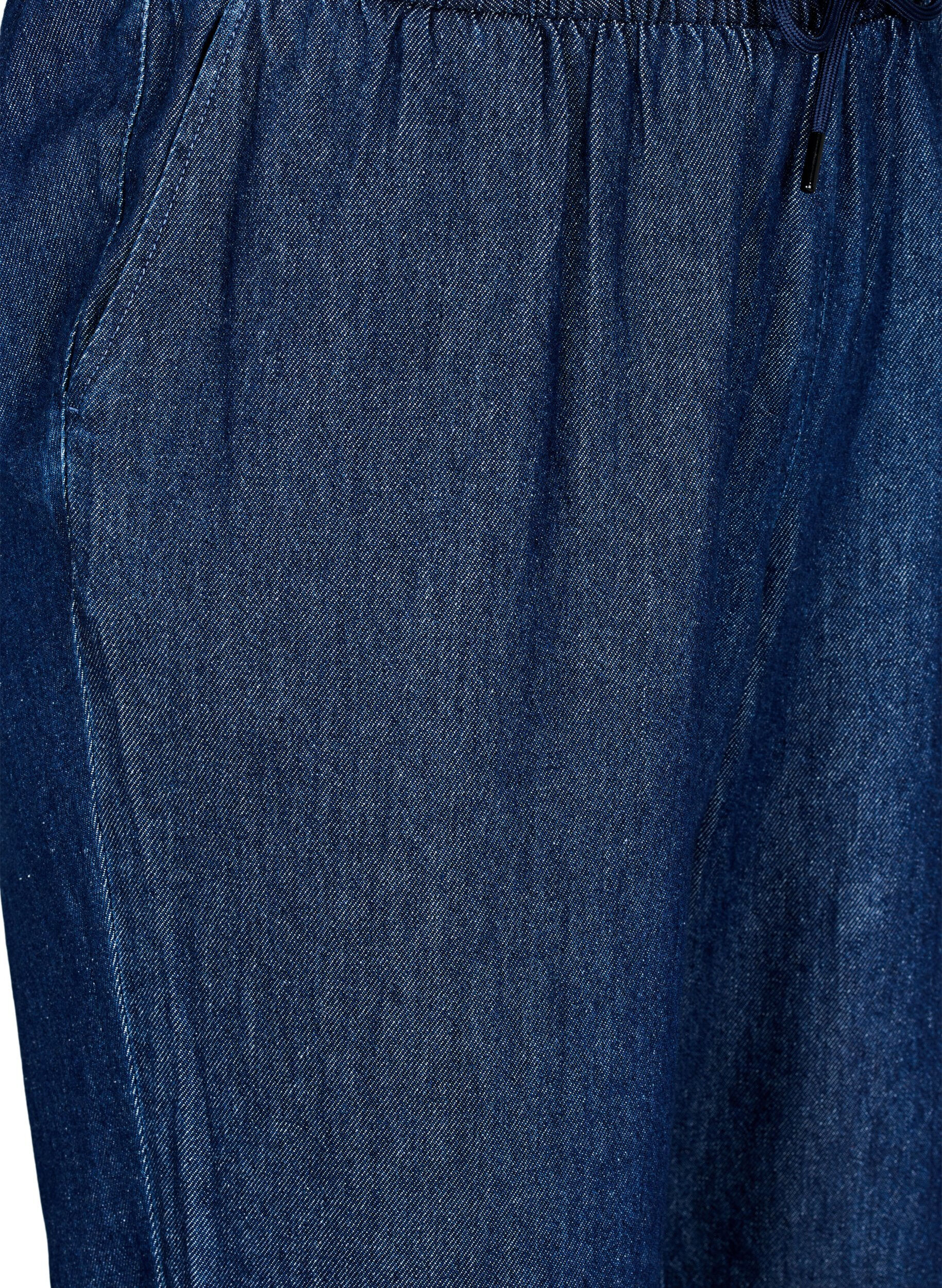 Zizzi Jeans med rett passform og elastisk linning, Bl&aring;, Packshot image number 2