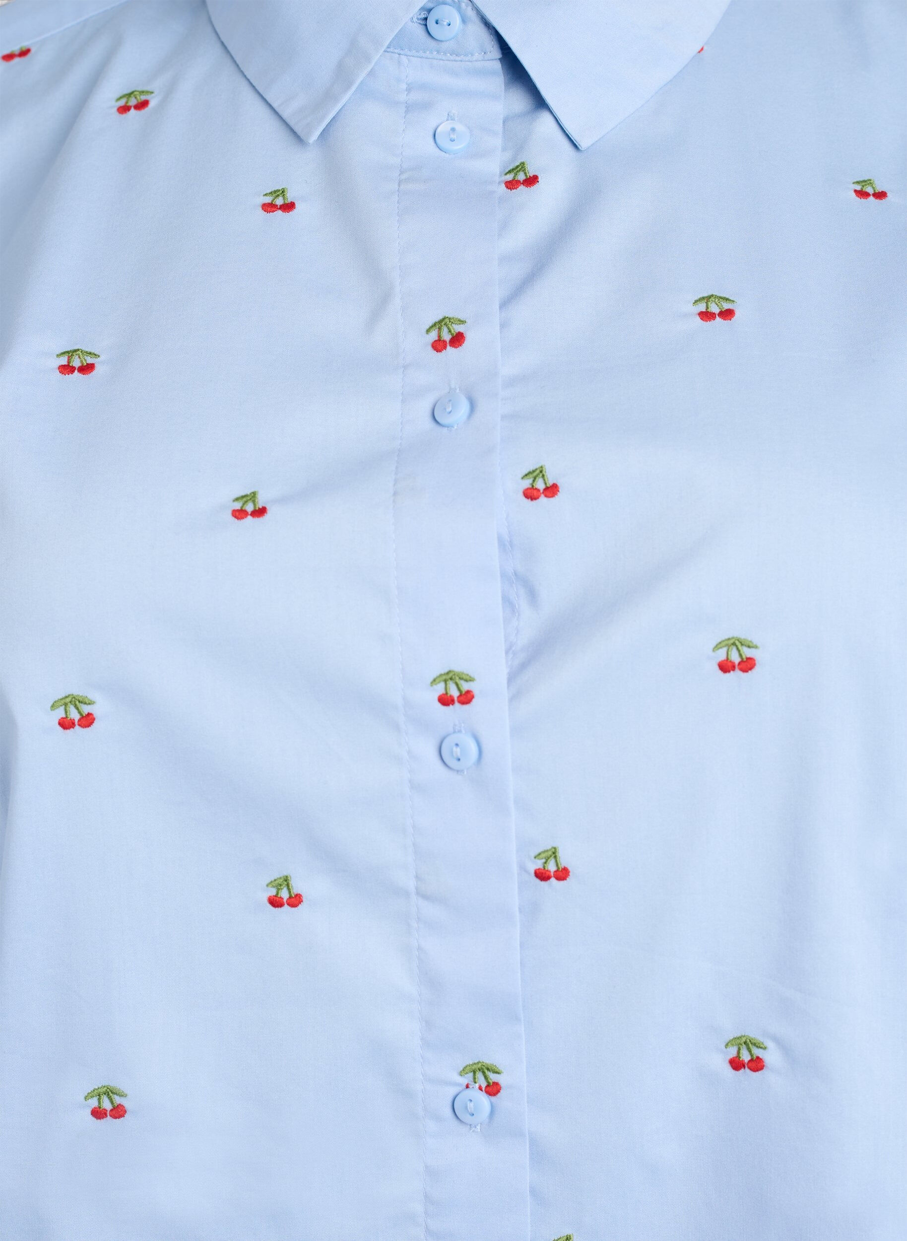 ZizziSkjorte med broderte kirseb&aelig;r, Bl&aring;, Packshot image number 2