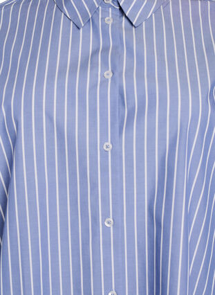 Zizzi Stripete skjorte med kontrastmansjetter, Blue w. White Stripe, Packshot image number 2
