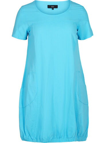 Kortermet kjole i bomull, River Blue, Packshot image number 0