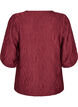Bluse med tekstur og 3/4 ermer, R&oslash;d, Packshot image number 1