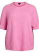 Strikket bluse med korte ermer, Rosa, Packshot image number 0