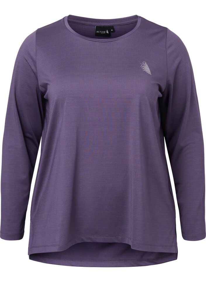 Langermet treningsbluse med struktur, Purple Plumeria, Packshot image number 0