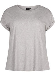 Kortermet T-skjorte i bomullsblanding, Heather Grey Mél