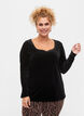 Bluse i velur med lange ermer, Black, Model image number 0