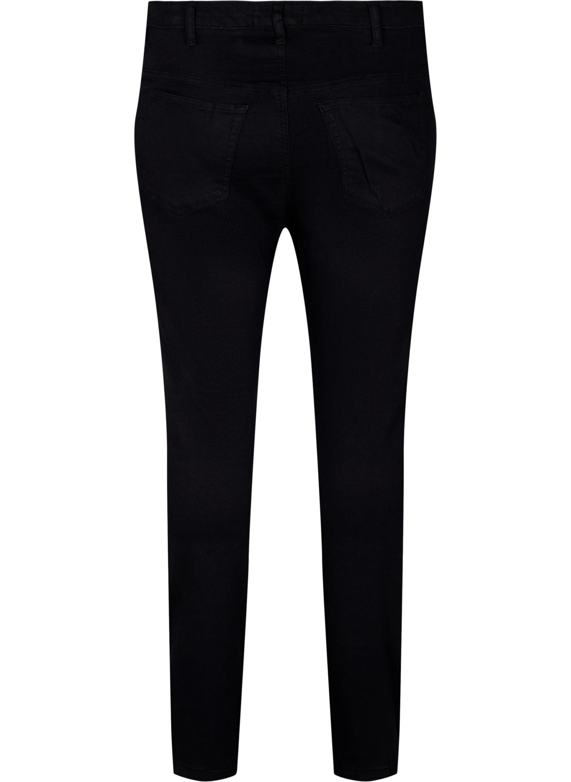 Zizzi Super slim Amy jeans med sn&oslash;redetaljer, Black, Packshot image number 1