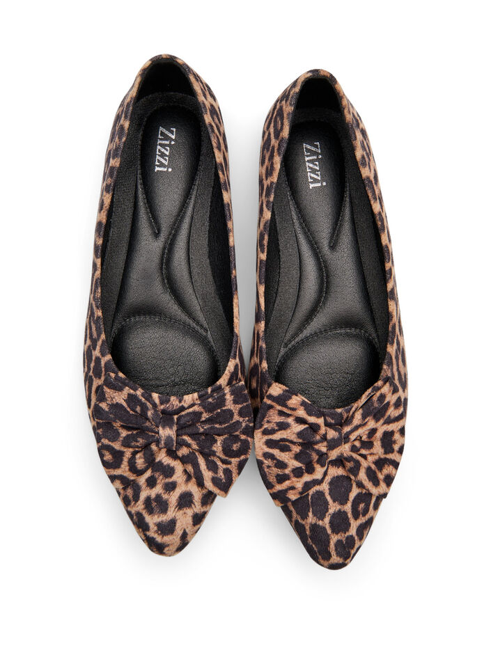 Wide fit - Ballerinapumps med sløyfe, Leopard AOP, Packshot
