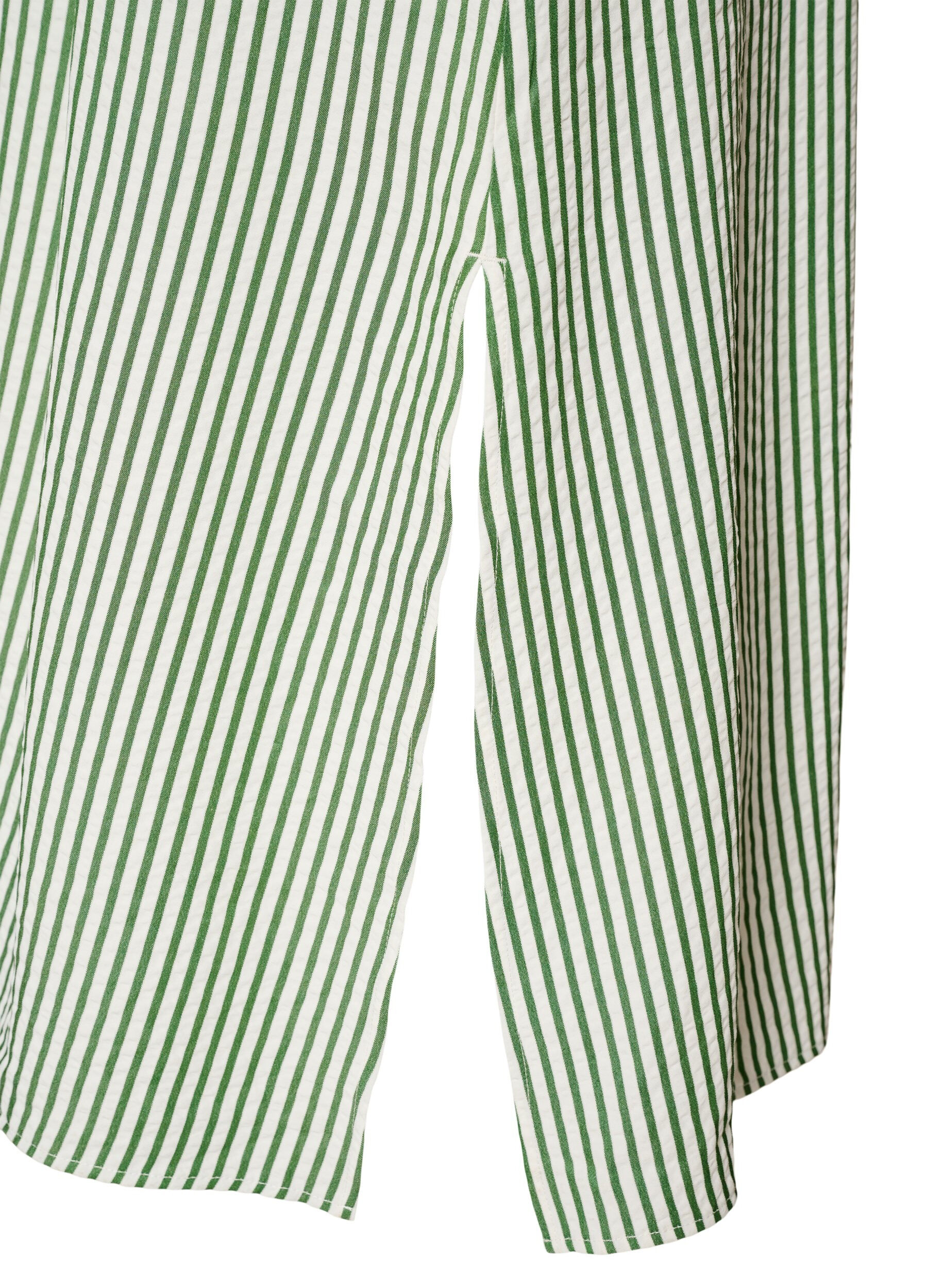 ZizziSkjortekjole i ankellengde med bindebelte og striper, Gr&oslash;nn, Packshot image number 3