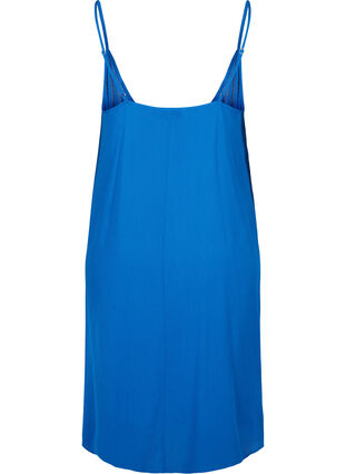 Ensfarget kjole i viskose med stropper, Victoria blue, Packshot image number 1