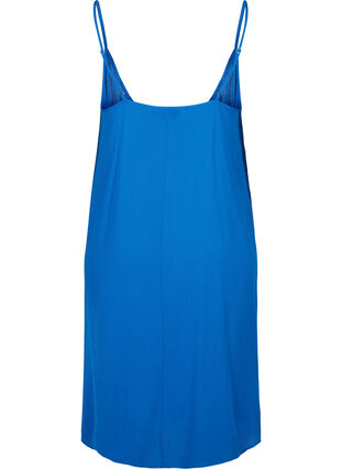Ensfarget kjole i viskose med stropper, Victoria blue, Packshot image number 1