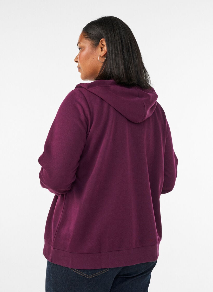Hettegenser med glidel&aring;s og lommer, Lilla, Model image number 2
