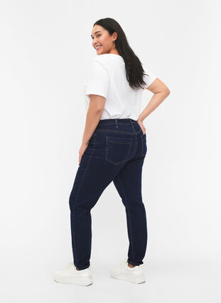 Emily jeans i smal passform og normalt høy midje, Dark blue, Model image number 1