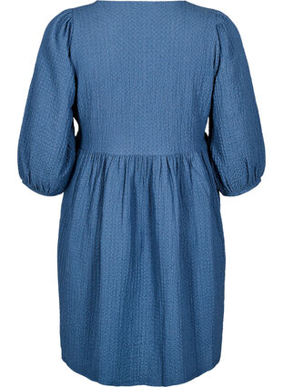 Zizzi FLASH - Kort kjole med tekstur og 3/4 ermer, Sargasso Sea, Packshot image number 1