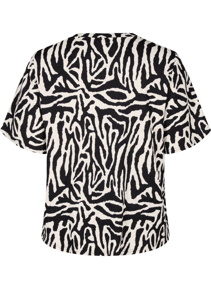 Kortermet bluse med sebraprint, Black W. White Zebra, Packshot