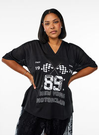 Sporty T-skjorte med fronttrykk, Black Sporty T-skjorte med fronttrykk, Black, Model