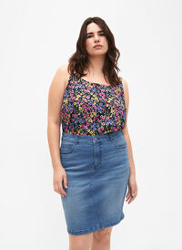 FLASH - Tettsittende skjørt i denim, Blå FLASH - Tettsittende skjørt i denim, Blå, Model