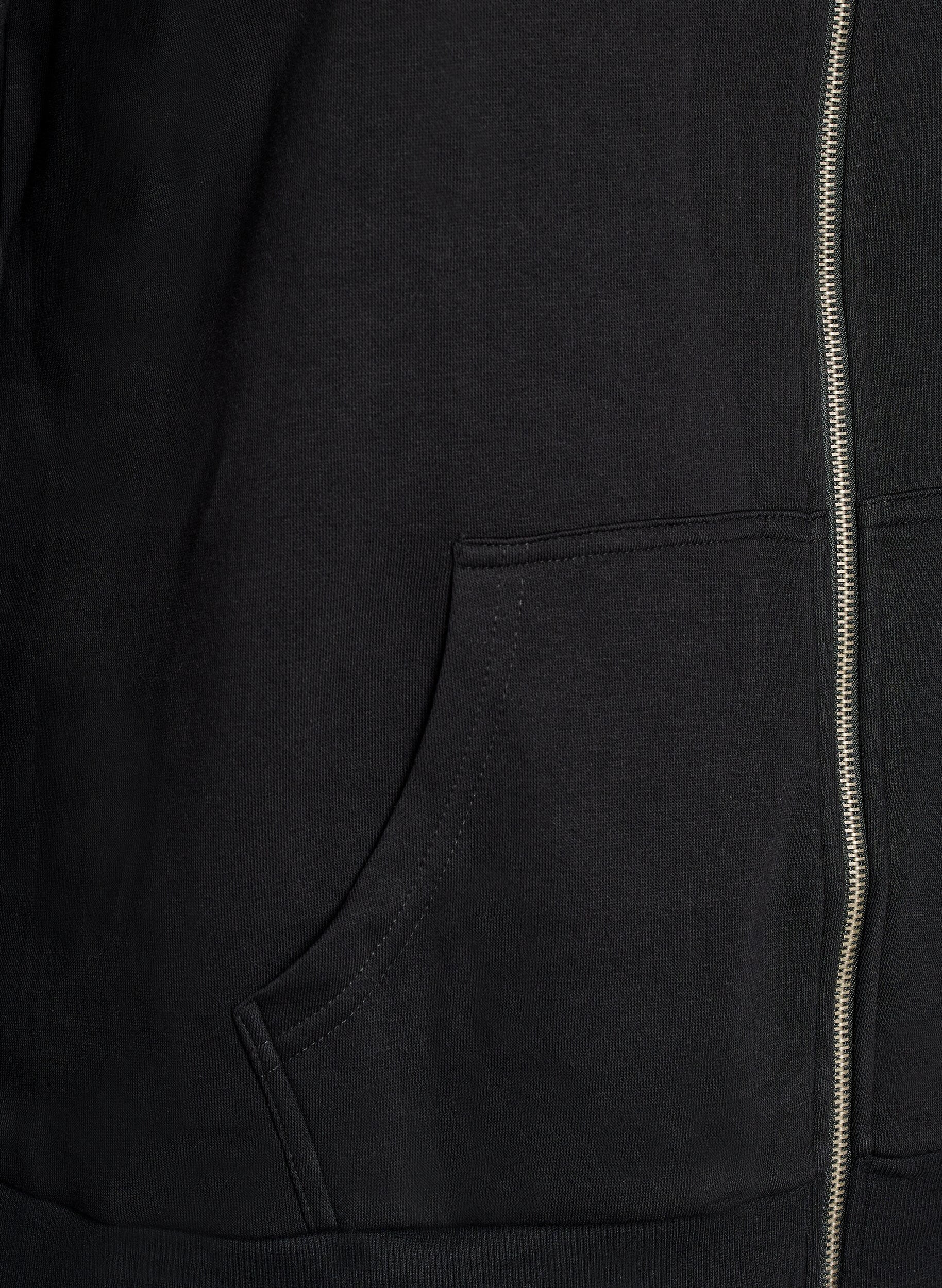 ZizziSweat cardigan med h&oslash;y krage og glidel&aring;s, Svart, Packshot image number 3