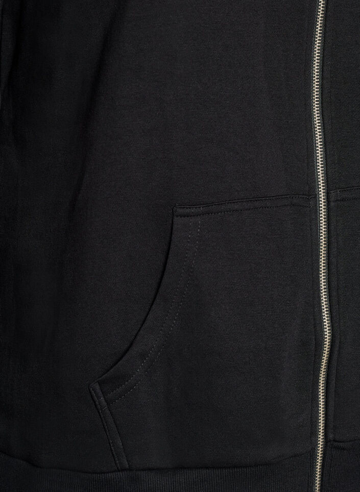 Sweat cardigan med h&oslash;y krage og glidel&aring;s, Svart, Packshot image number 3