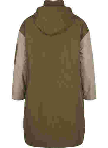 Kontrastfarget jakke med lommer, Dark Olive Comb., Packshot image number 1