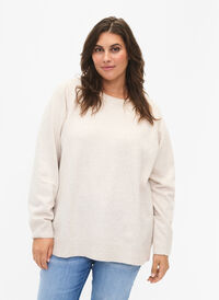 Langermet genser med rund hals	, Pumice Stone Mel., Model