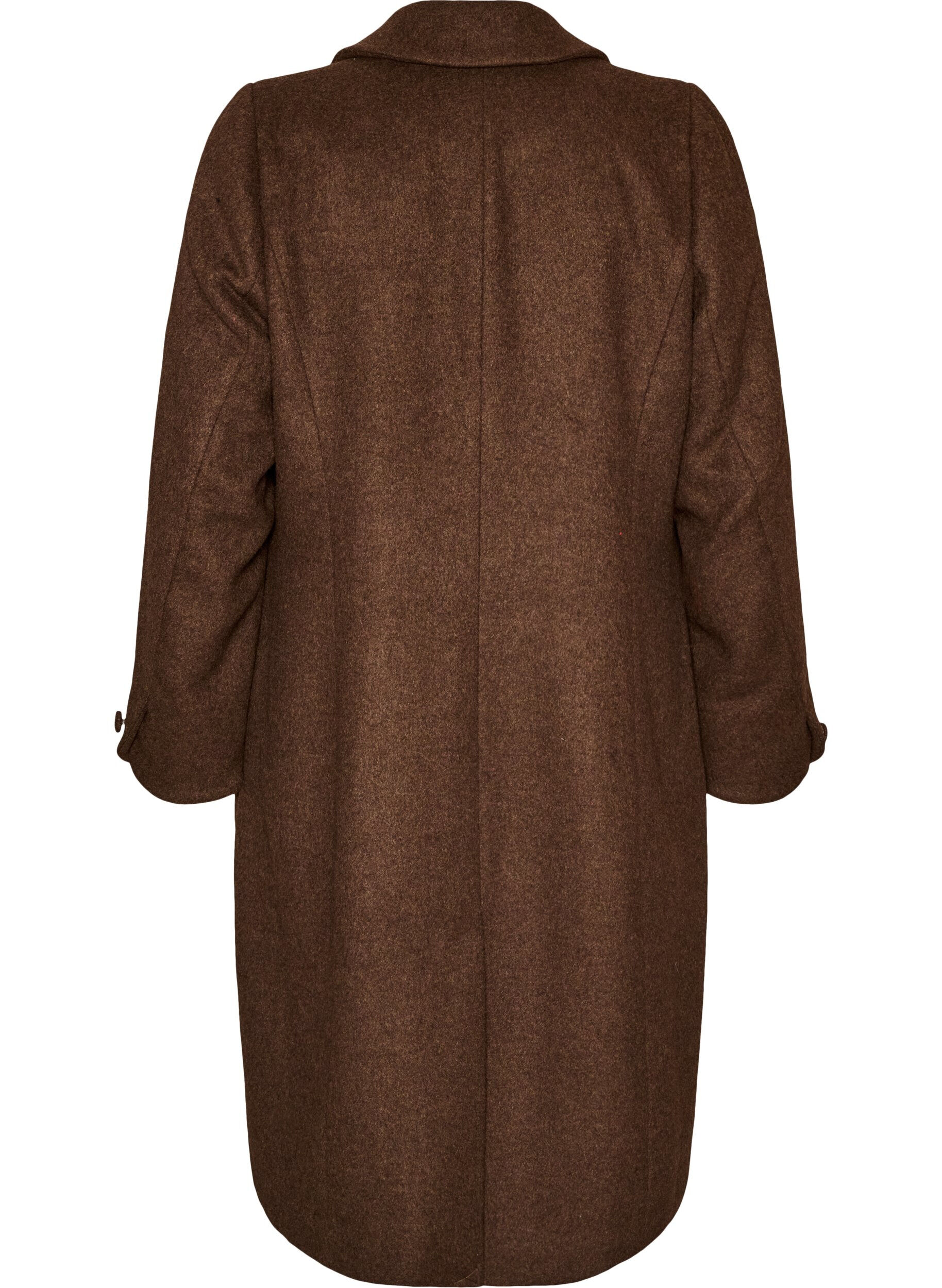 ZizziUllblandet k&aring;pe med slag og knapper, Brun, Packshot image number 1