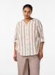 Bluse i bomull med V-hals, Beige, Model image number 0