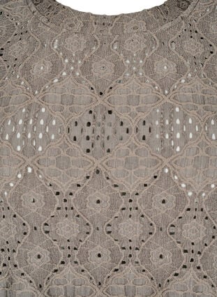 Zizzi Langermet bluse med et åpentsarbeidsmønster, Brun, Packshot image number 2