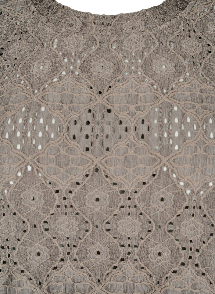 Langermet bluse med et åpentsarbeidsmønster, Brun, Packshot image number 2