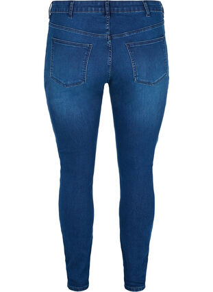 Super slim Amy jeans med strikk i livet, Dark blue denim, Packshot image number 1