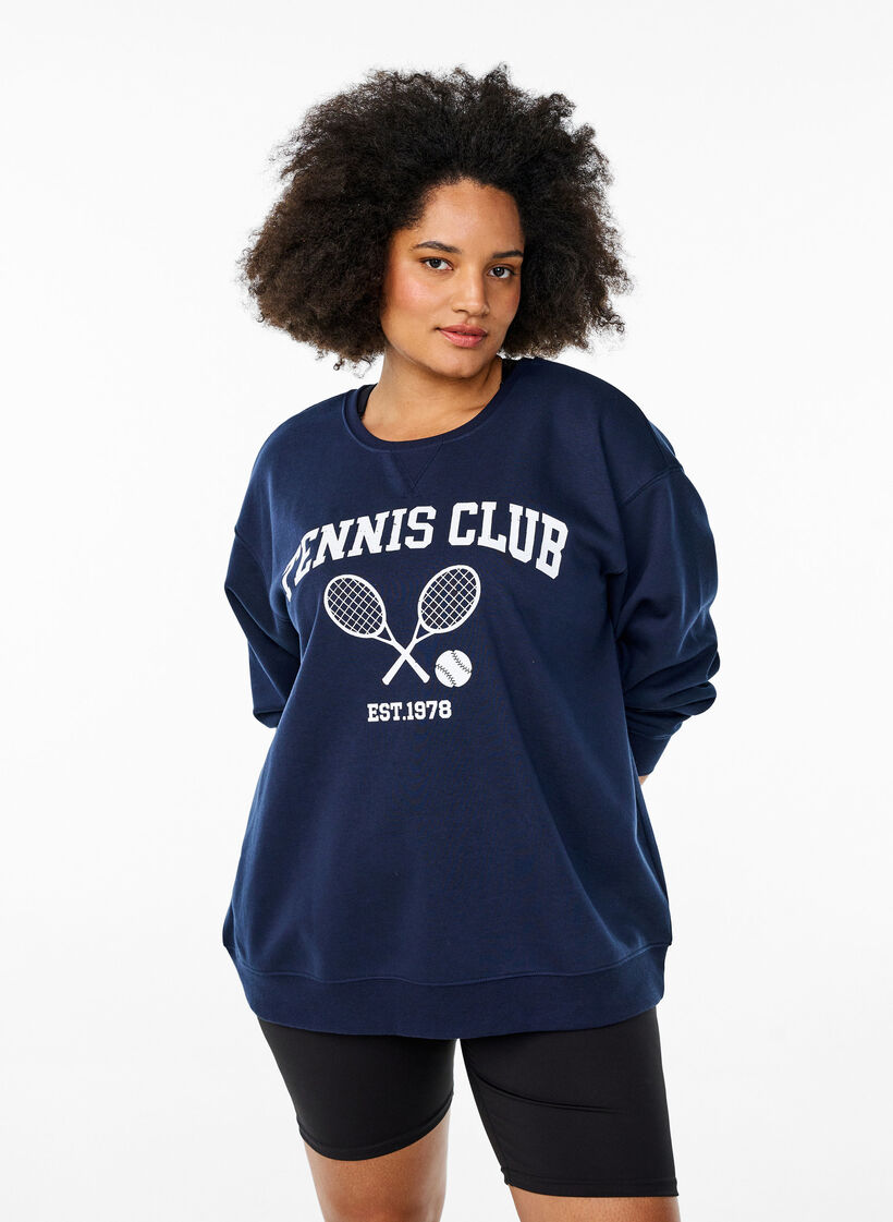Sporty sweatshirt med trykk, Night Sky, Model