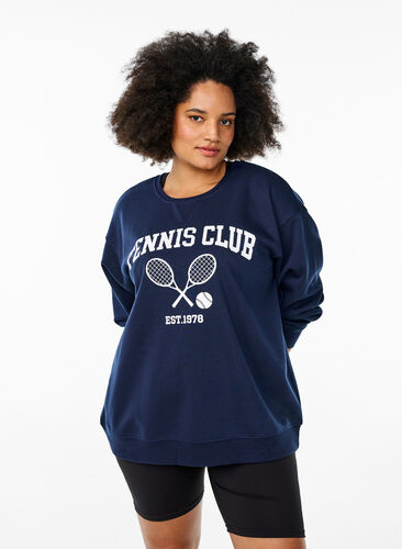 Zizzi Sporty sweatshirt med trykk, Blå, Model image number 0