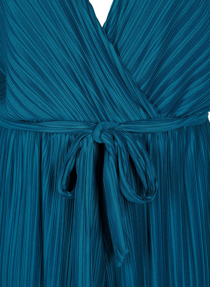 Plissert jumpsuit med knytebelte og vide ermer, Atlantic Deep, Packshot