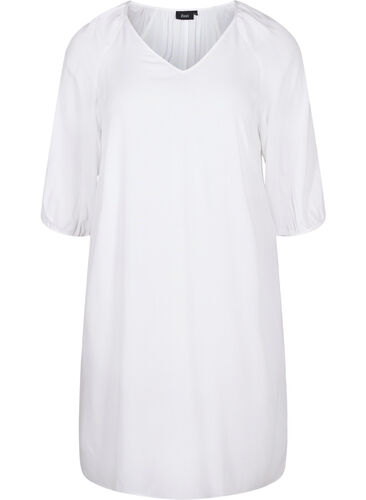 Kjole i viskose med V-hals, Bright White, Packshot image number 0