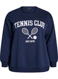 Sporty sweatshirt med trykk, Blå Sporty sweatshirt med trykk